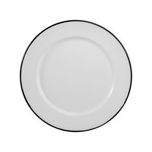Assiettes à dîner en métal émaillé rétro avec bordure noire, personnalisées avec un motif floral blanc classique, 18 cm, 20 cm, 24 cm - Product Image 3