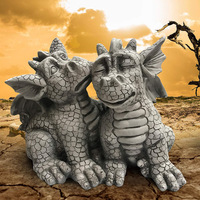 Adorable petit Dragon de sommeil pour Couples amoureux de Dragon, Statue de jardin, fausse pierre, finition en résine, dongle, double Dragon