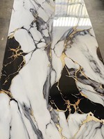 Nouvelle Tendance 2026 : Panneaux PVC UV Effet Marbre Blanc Brillant Grande Taille 1220*3000 mm pour Salle de Bain, Salon, Extérieur, Escalier, Salle de Sport