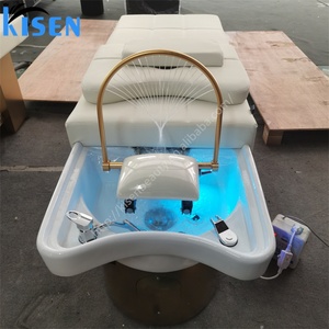 อ่างสระผมคุณภาพสูง KISEN เก้าอี้สระผมแบบนอน เตียงสระผมนวด อุปกรณ์สปาบำบัดด้วยน้ำสำหรับศีรษะ อุปกรณ์ร้านเสริมสวย - Product Image 1
