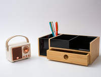 Boîtes de rangement de style tiroir, petits organisateurs de bureau multi-niveaux en bambou et acrylique, adaptés au rangement de bureau