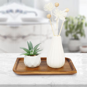 XH Petit plateau en bois d'acacia Plateau de vanité pour salle de bain, cuisine, comptoir, réservoir de toilette, évier - Product Image 5