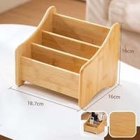 Boîte de rangement multifonctionnelle en bambou pour télécommandes, boîte à mouchoirs, compartiment anti-poussière, boîte d'organisation de bureau