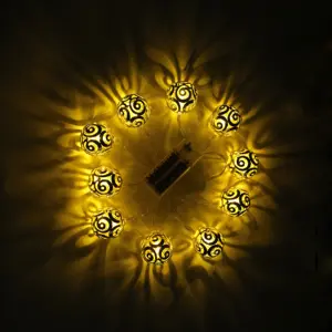 10 LED חלול תליון זהב כסף מתכת נורדי סגנון חג המולד קישוט craftvillage אורות חג מיני מחרוזת אורות