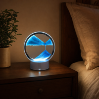 Lampe de table ronde à peinture sable, veilleuse LED colorée avec interrupteur tactile en verre, décoration de chevet, cadeau de Noël, vente en gros OEM