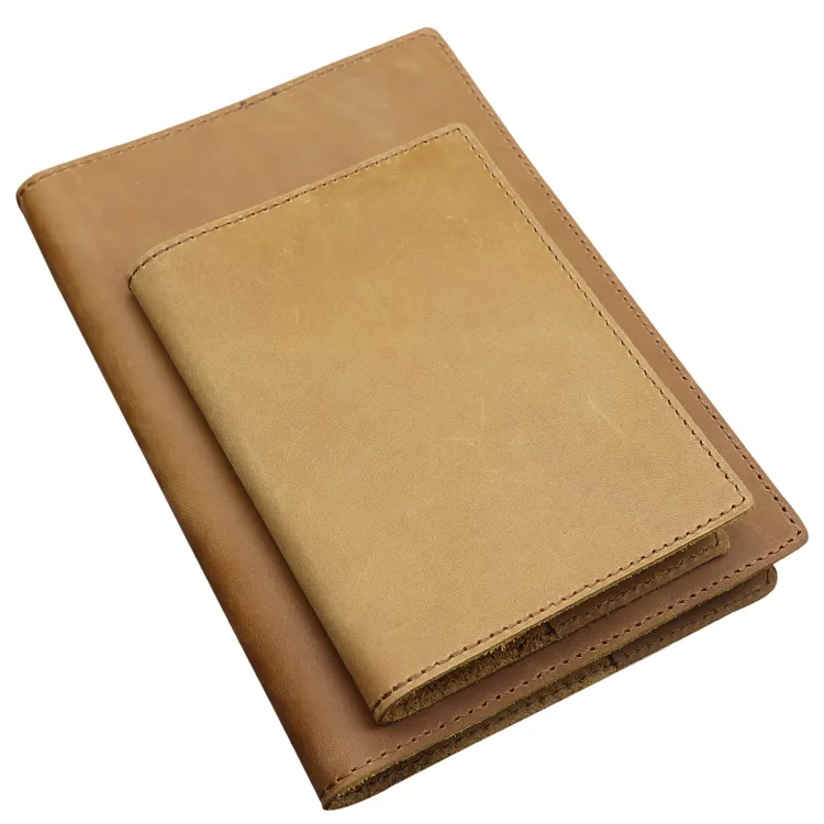 Capas de caderno personalizadas de couro genuíno, capas vintage para viajantes feitas à mão diário com bolso