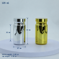 Flacon à pilules en plastique PET plaqué or et argent, conteneur vide de qualité alimentaire pour capsules et comprimés de compléments alimentaires, logo personnalisé