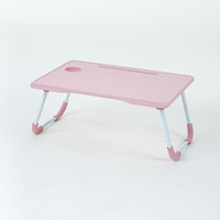 Table pliante pour ordinateur portable en bois de bureau, pieds en métal noir, table pliante réglable portable pour ordinateur portable pour lit