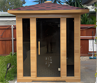 Kamar Sauna 4 orang dari kayu Solid, kamar mandi uap Yoga panas luar ruangan, fungsi uap kering 3 orang rumah Sauna