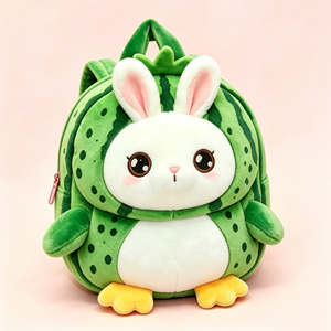 Custom Watermelon bunny plush <b>backpack</b>, Bunny plush <b>backpack</b> for toddlers, Fruit animal kids plush <b>backpack</b> - Product Image 4