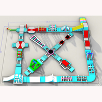 Parc aquatique flottant de plage, parc aquatique gonflable extérieur mobile pour adultes et enfants