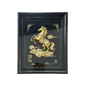 Moderna Pittura 3D in Lamina d'Oro Commemorativa dell'Anno del Cavallo per Arredamento Soggiorno - Product Image 6