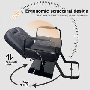 เก้าอี้ตัดผมสีเทาสำหรับร้านเสริมสวยแบบไฮดรอลิกคลาสสิกสำหรับผู้ชาย - Product Image 2