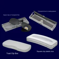 Boîte de rangement spéciale pour lunettes en plastique transparent Rectangle forme crapaud lunettes de soleil et lunettes de lecture Clips