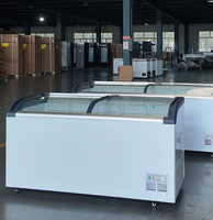 Vitrine Réfrigérée Courbe en Verre Transparent pour Glaces et Fruits de Mer