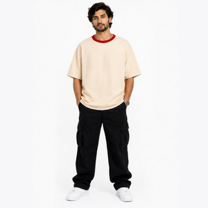 Camiseta Oversize de Algodón con Estampado Personalizado para Hombre, Estilo Ringer con Hombros Caídos, Camiseta Streetwear - Product Image 4