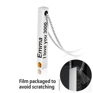 แฟชั่นหินวันเกิดโรแมนติกสแตนเลสของขวัญส่วนบุคคลบาร์ว่างเปล่าเครื่องประดับสร้อยคอ - Product Image 5