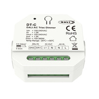 Regulador de Intensidad DALI AC Triac de 1 Canal, 150-360W, 100-240V CA, con Montaje en Riel DIN, 0-100% de Atenuación, DALI-2 DT-C de Alta Potencia, 5 Años de Garantía