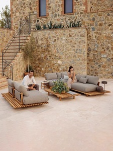 Modern Luxury Teak Frame PE <b>Rattan</b> Waterproof <b>Outdoor</b> Furniture Set Beach Poolside Garden Park Patio-Hotel Use - Product Image 1