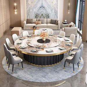 Mesa de Comedor Redonda Grande, Moderna y Lujosa, con Plato Giratorio Eléctrico, para Familias Numerosas u Hoteles, con 8, 10 o 12 Asientos - Product Image 1