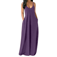 Robe longue maxi décontractée d'été pour femme, sans manches, sexy, col en V, bretelles réglables, coupe ample, grande taille