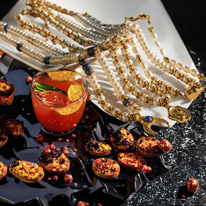 Collier en acier inoxydable classique avec perles géométriques en pierre naturelle, motif sirène et lune, pour femme, idéal pour un anniversaire - Product Image 3