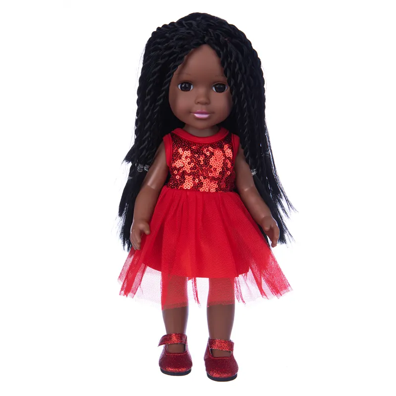 Wholesale 14 Inch Lovely Vinyl Fashion Baby Doll Black Afro African American Doll