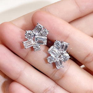 Pendientes de diamantes de oro blanco de 18 quilates Messi Jewelry MSE-834 para mujer - Product Image 6