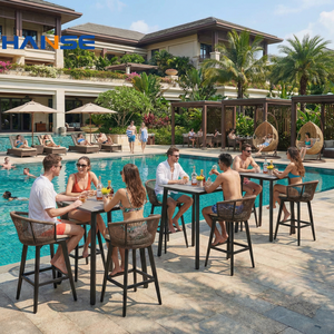 Table <span class=keywords><strong>de</strong></span> piscine en rotin PE classique, meuble Unique avec plateau en métal et tabouret haut, table d'extérieur <span class=keywords><strong>de</strong></span> bar bon marché, livraison gratuite - Product Image 1