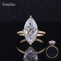 Bague de fiançailles solitaire Starsgem en or massif 18 carats avec diamant de laboratoire taille marquise de luxe