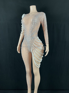 Yaznovance — combinaison à paillettes <span class=keywords><strong>pour</strong></span> femmes, tenue sensuelle avec des strass et des perles <span class=keywords><strong>pour</strong></span> modeler le corps, luxueux et Sexy, collection printemps 2022 - Product Image 4