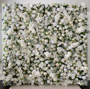 Tùy Chỉnh Đám Cưới Nền Trang Trí Nội Thất Vải Trở Lại Trắng Flowerwall 3D Cuộn lên Nhân Tạo Lụa Hoa Mẫu Đơn Tăng Hoa Tường Backdrop Bảng Điều Chỉnh - Product Image 1
