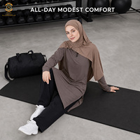 Ensemble de sport modeste Zaynab surdimensionné pour femme musulmane, tunique longue fendue sur le côté, leggings très extensibles, respirant, écologique, séchage rapide, anti-UV