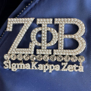 Gran tamaño plata dos capas Zeta Phi Beta símbolo organización Sigma Kapp Zeta perla solapa Pin broche joyería regalo - Product Image 1