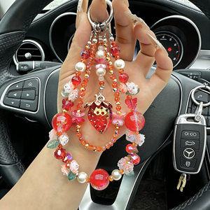Chaîne de téléphone en cristal exquis, style multi-perles, bracelet en perles - Product Image 5