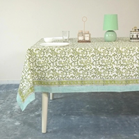 Nappe de table rectangulaire en coton à imprimé feuilles vertes pour la cuisine et la décoration quotidienne de la maison
