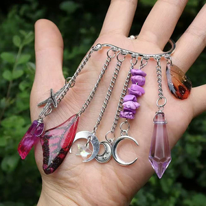 Orecchini di cristallo naturale con <span class=keywords><strong>pietra</strong></span> di ghiaia e <span class=keywords><strong>pietra</strong></span> con ali di <span class=keywords><strong>sole</strong></span> e luna ornare orecchini di cristallo magico da strega per regalo - Product Image 3