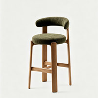 Tabouret de bar en bois massif de style rétro moderne français, style mid-century, tabouret haut pour îlot de cuisine, pour la maison et la restauration, avec dossier