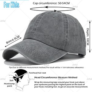 Casquettes de baseball vintage non structurées en coton lavé vieilli pour enfants, avec logo brodé personnalisé, vente en gros JFB3 - Product Image 3