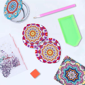 Diamond Painting Carry On piccolo specchio per la borsa e il modello di <span class=keywords><strong>Mandala</strong></span> da viaggio per il trucco portatile diamante pittura specchio per adulti - Product Image 4