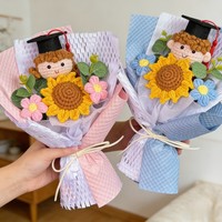 Boneka Rajut Bunga Benang Buatan Tangan Buket Bunga Matahari Hadiah Kreatif Wisuda Ulang Tahun Anak Laki-laki Perempuan Hadiah Cina Model 042701
