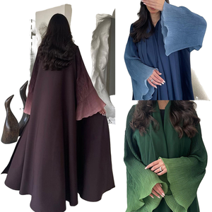 Vestidos Maxi Elegantes de Poliéster para Mujeres Musulmanas, Abayas con Frente Abierto, Mangas Acampanadas, Caftanes Árabes, Ropa Islámica de Turquía, Transpirable - Product Image 4