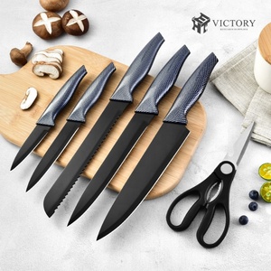 Black Kitchen <b>Knife</b> Set Stainless Steel Kitchen <b>Bread</b> Chef <b>Knives</b> Set With Plastic Block - Product Image 2