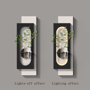 Semplicità moderna soggiorno divano sfondo parete idroponica piante verdi arenaria tridimensionale <span class=keywords><strong>con</strong></span> LED Art decoro disegnare - Product Image 6