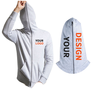 Y2K เสื้อฮู้ดผู้ชายดีไซน์แบบสวมหัวมีซิปรูดซิปปรับแต่งโลโก้ได้ - Product Image 1