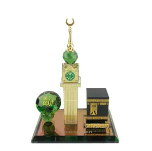 Cristal Verre Makkah Mecque Horloge Tour Allah Kaaba Coran Islamique Eid Cadeau MH-G0440