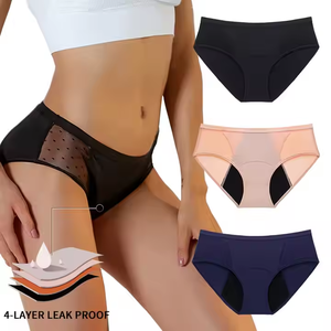 Mutandine di pizzo Plus Size a quattro strati da donna stile quotidiano biancheria intima mestruale sanitaria a prova di perdite modello solido - Product Image 1