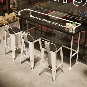 Phong cách công nghiệp thanh sữa trà cửa hàng rắn gỗ kim loại bàn ghế, hỗ trợ tùy chỉnh màu sắc và logo - Product Image 5