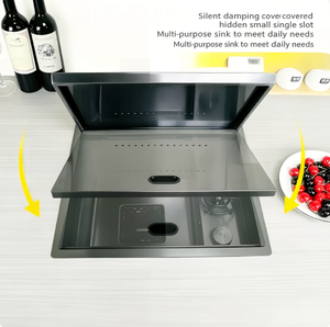 Ensemble d'évier de cuisine <span class=keywords><strong>avec</strong></span> robinet extractible, couvercle coulissant à amortissement, <span class=keywords><strong>petit</strong></span> évier simple encastré, <span class=keywords><strong>bassin</strong></span> de lavage de vaisselle de style <span class=keywords><strong>cascade</strong></span> - Product Image 5