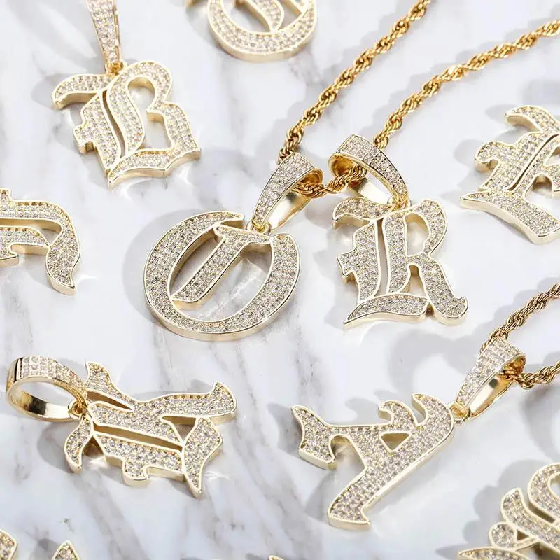 Гавайская бижутерия в стиле хип-хоп, старые английские Подвески с 26 буквами, ожерелье с инициалом, дизайнерские Подвески для изготовления ювелирных изделий, оптовая продажа